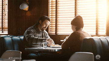 Two people eating at a diner in &#x27;This Is Us&#x27;