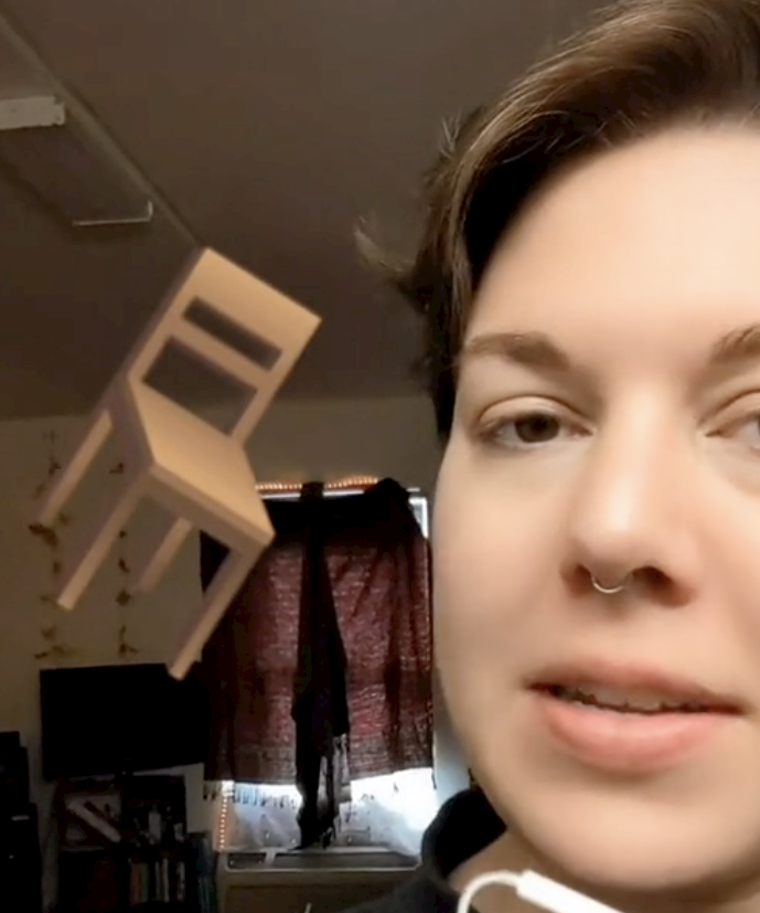 Scarlett with the chair emoji