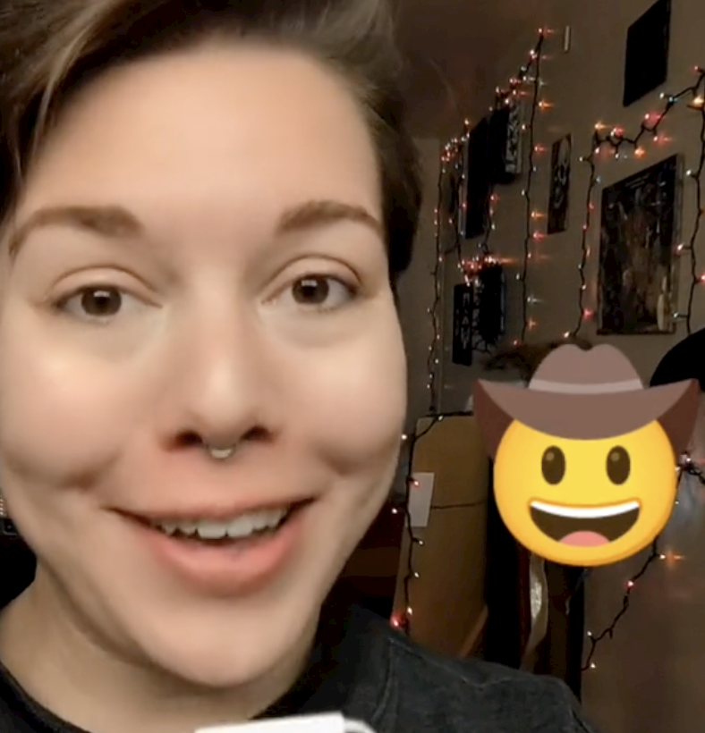 Scarlett with the cowboy emoji