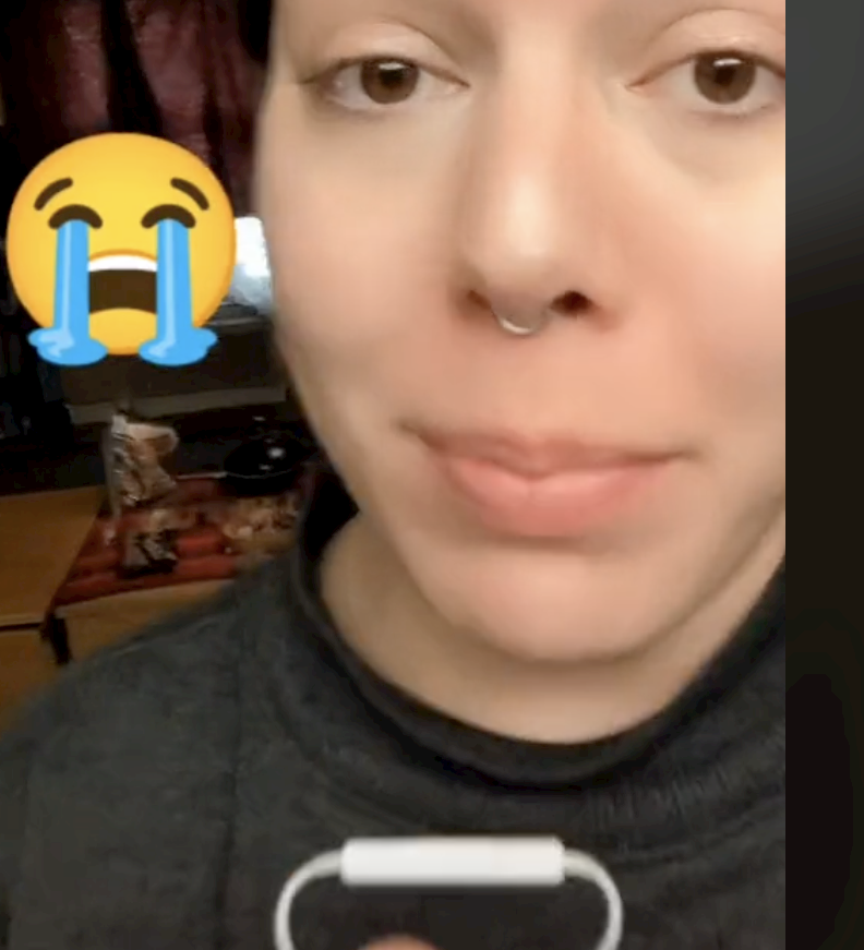 Scarlett with the sobbing emoji