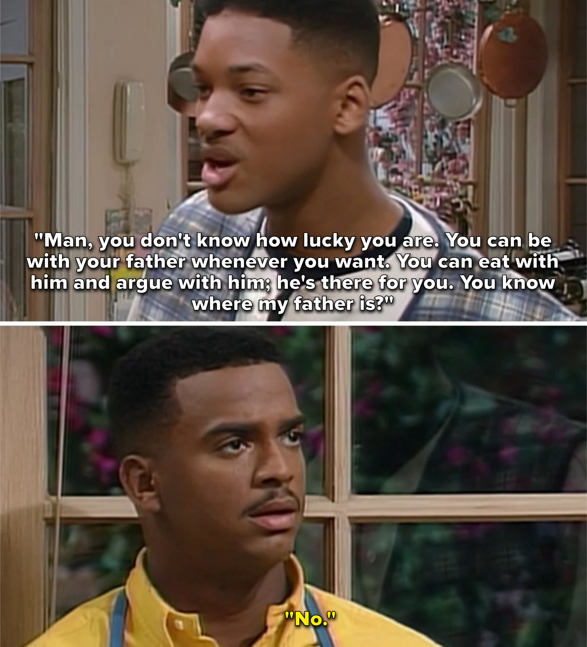 Will telling Carlton that he takes having a father for granted