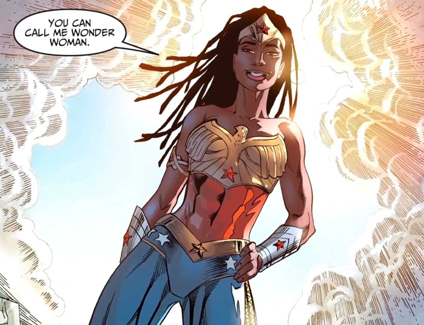 Nubia proclaiming herself as Wonder Woman
