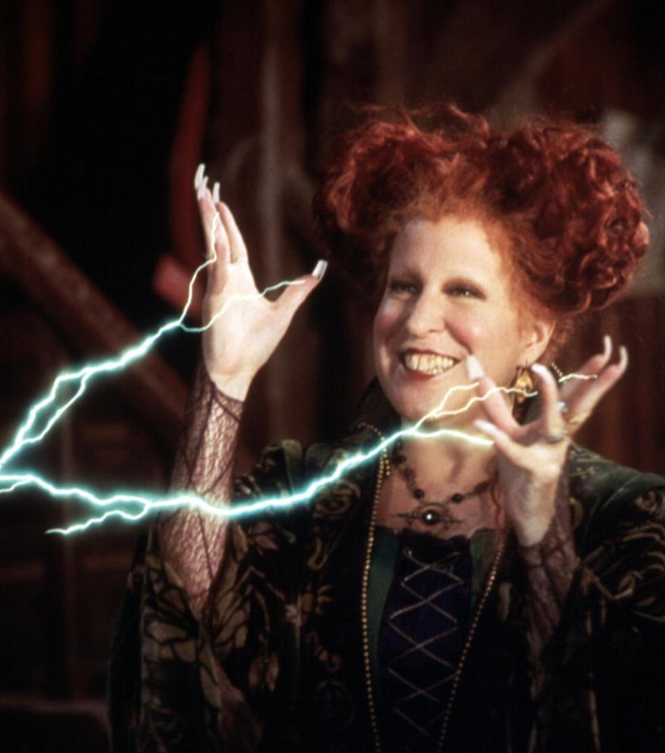 Winifred with bolts of lightning coming out of her hands