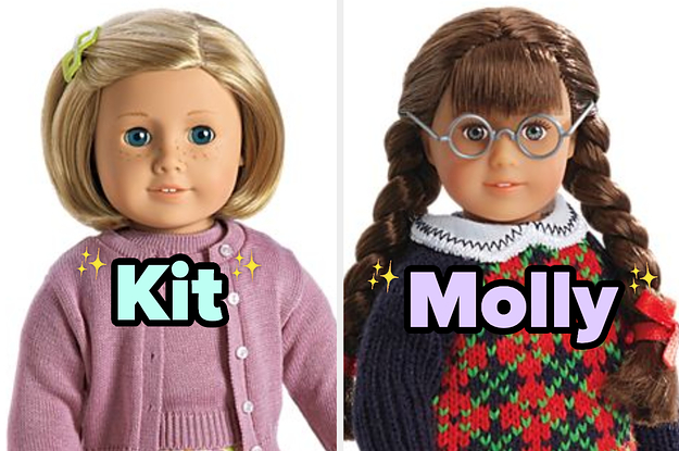 On the left, Kit the American Girl Doll, and on the right, Molly the American Girl Doll