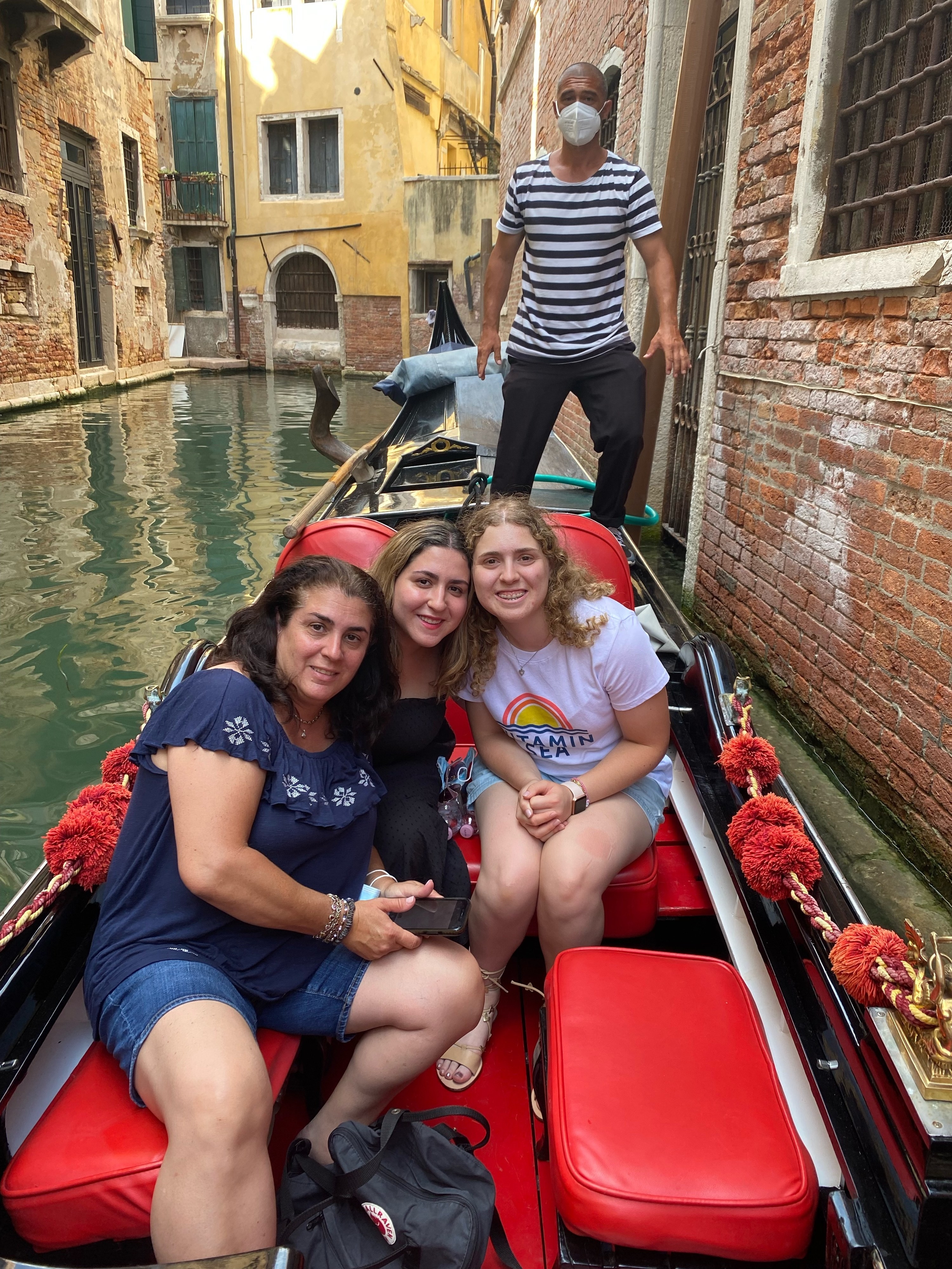 the writer and her family on a gondola
