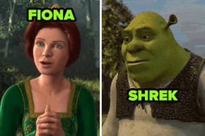 fiona on the left and shrek on the right