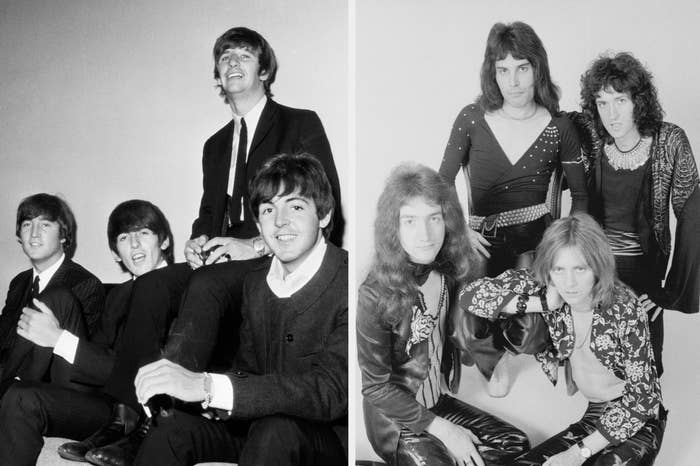 The Beatles pose for a group picture. Left to right: John Lennon, George Harrison, drummer Ringo Starr and Paul McCartney/Queen, photo session for &#x27;Music Life&#x27; magazine.