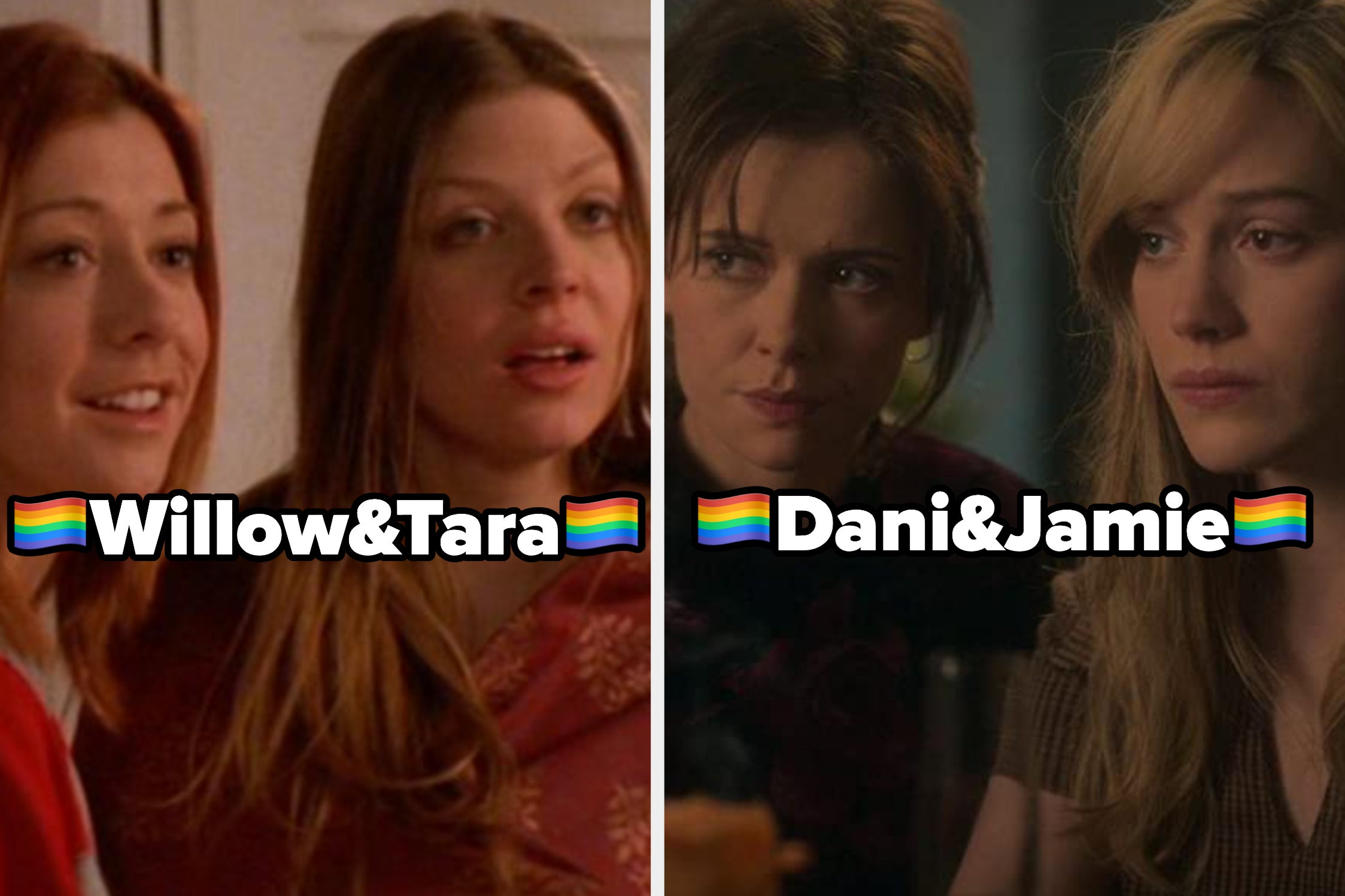 A close up of Willow as she stands next to Tara and Jamie as she sits next to Dani