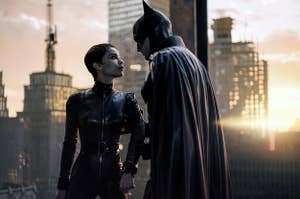 Robert Pattinson and Zoe Kravitz in The Batman