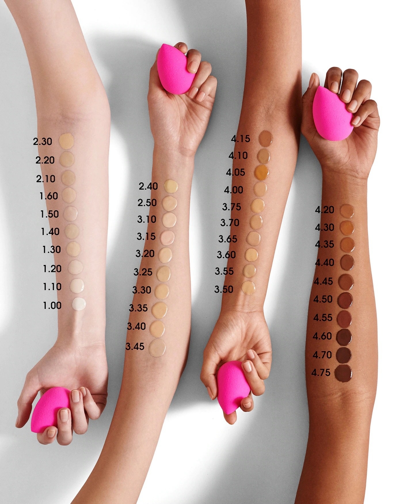 Models with different skin tones and swatches of every shade