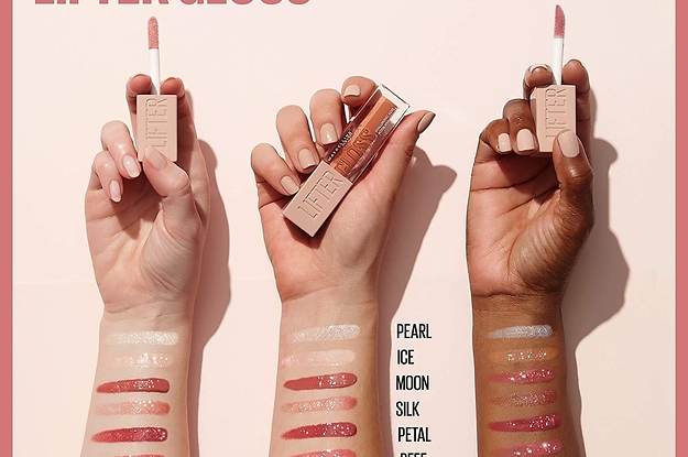 Swatches of the gloss shades on three arms with different skin tones