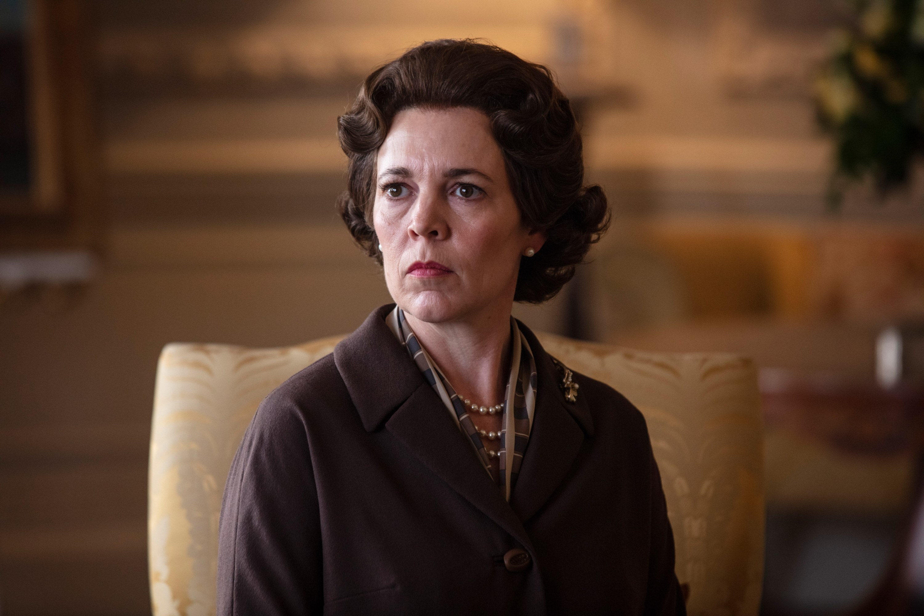 Olivia Colman staring intensely.