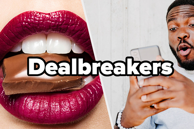 mouth open eating chocolate and a man looking at his phone