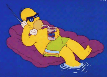Homer Simpson relaxing in a pool