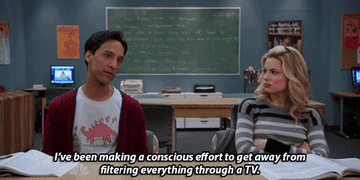 Danny Pudi and Gillian Jacobs as Abed and Britta in Community