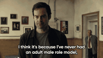 Bill Hader delivering a monologue as Barry