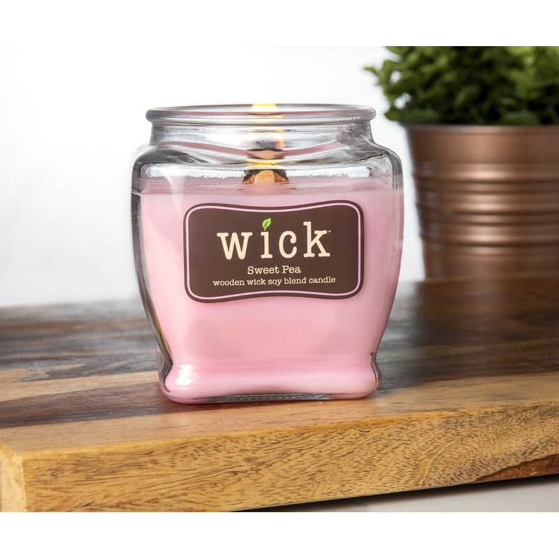 Pink wood wick candle
