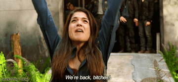 Marie Avgeropoulos as Octavia saying &quot;we&#x27;re back bitches!&quot; in &quot;The 100&quot;