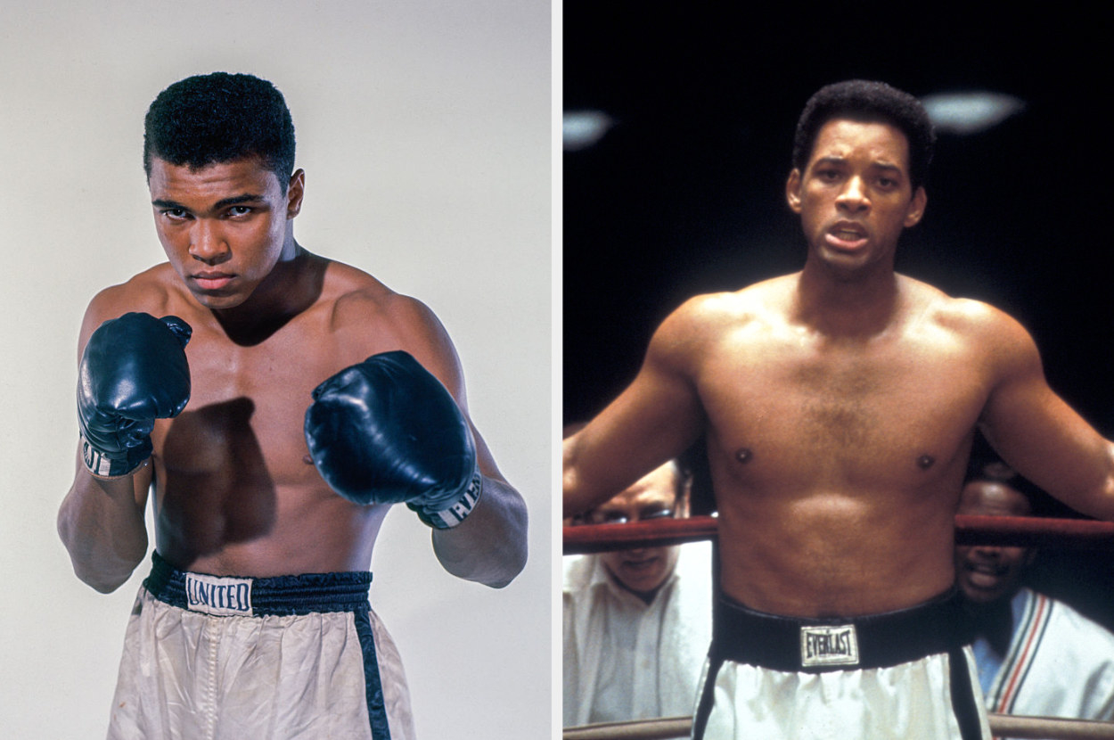 Muhammed Ali next to Will Smith as Ali