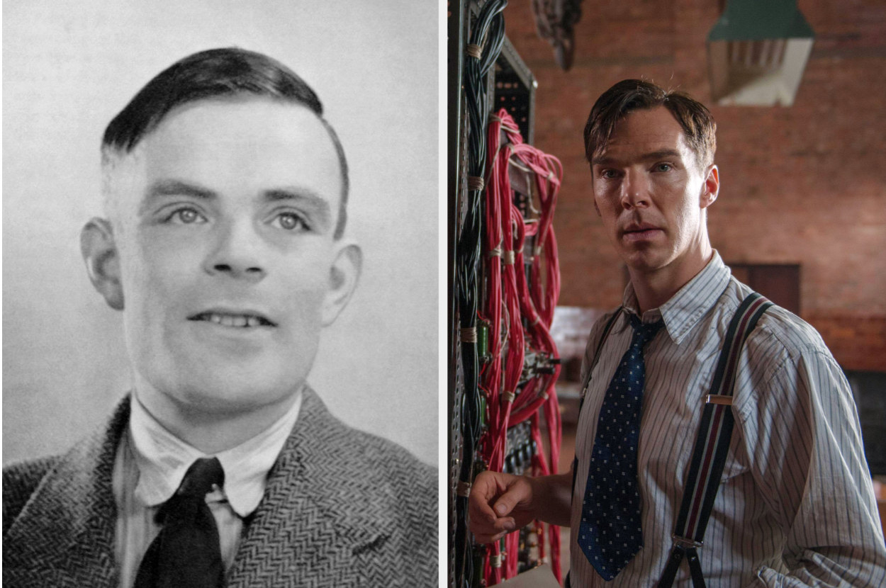 Alan Turing next to Benedict Cumberbatch as Turing