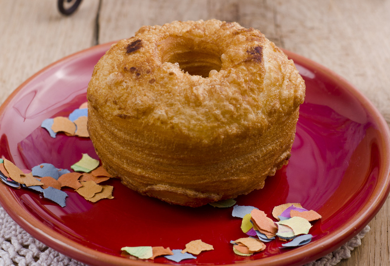 A cronut on a plate