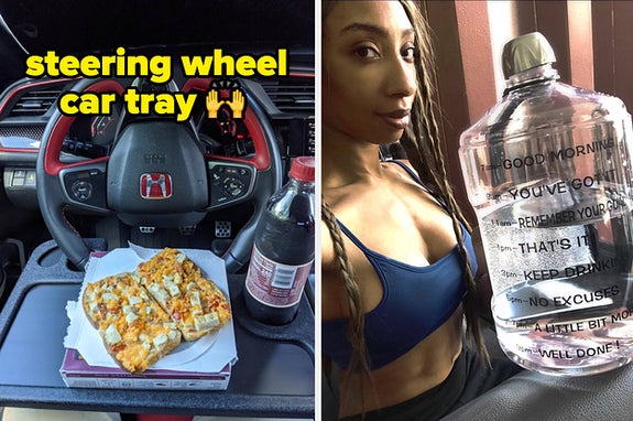 car tray and water bottle