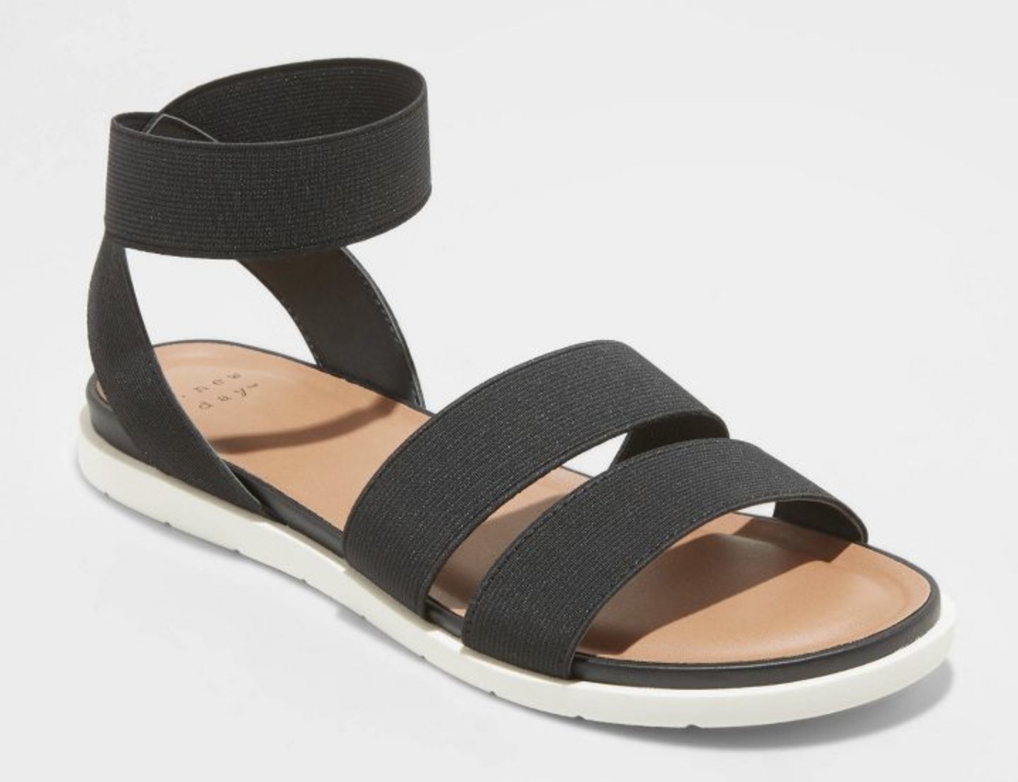 side view of the sandal in black