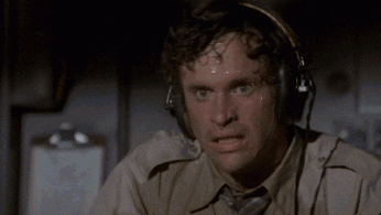 Robert Hays from &quot;Airplane&quot; wiping sweat from his face