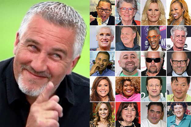 Paul Hollywood next to a panel of celebrity chefs