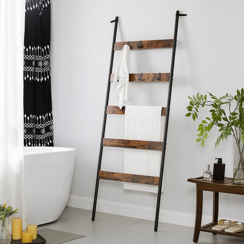 the towel ladder in a bathroom