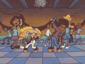 Arnold and Gerald dancing in &#x27;70s outfits
