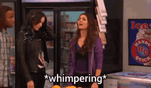 Victoria Justice whimpering and sliding down a refrigerator