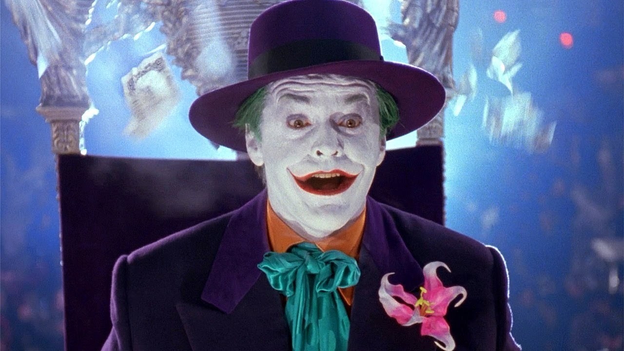 Jack Nicholson as the Joker looking shocked