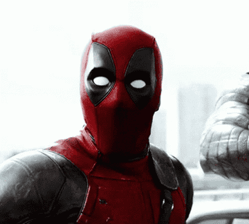 putting his hands on his face, Deadpool gasps dramatically