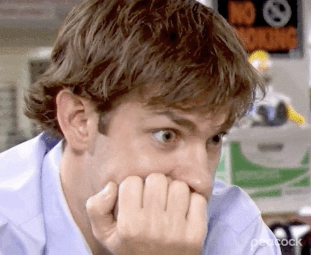 Jim with his eyes wide in &quot;The Office&quot;
