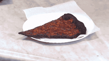 zooming in on burnt pizza