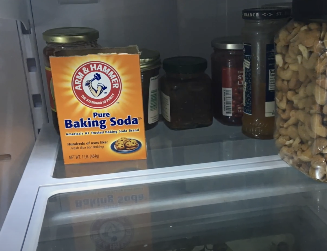 baking soda opened in a fridge