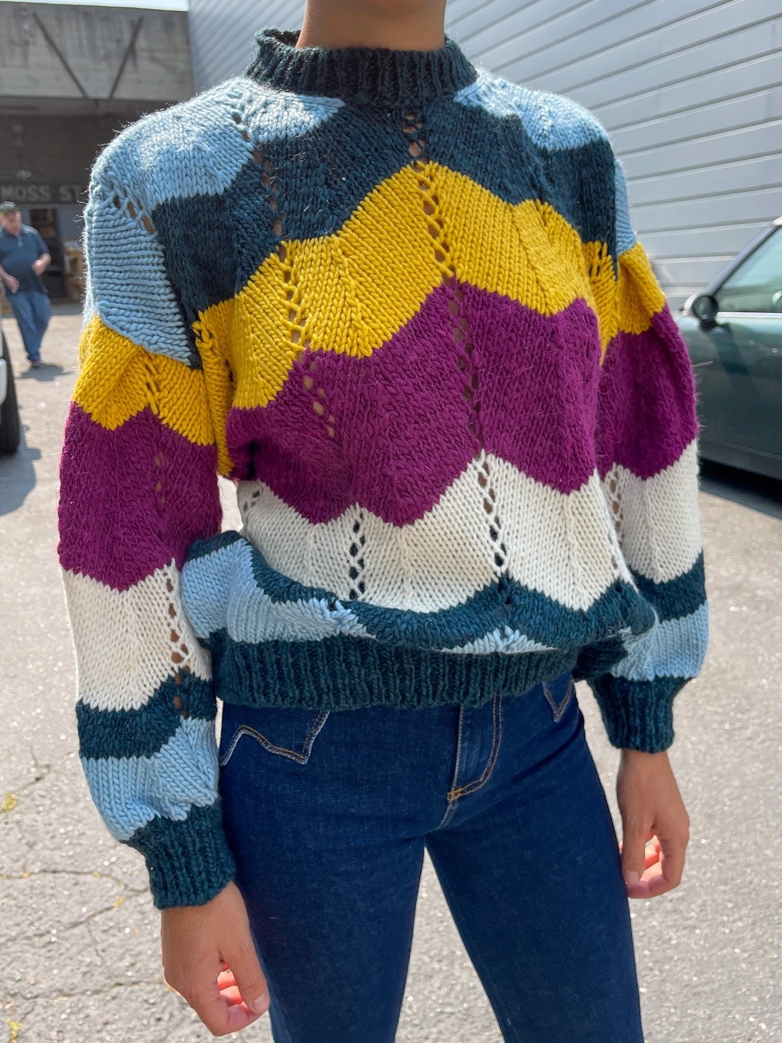 model wearing the kaliope sweater
