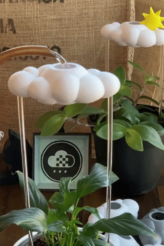 a gif of someone pouring water into the cloud and water slowly trickling out