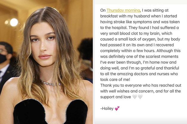 Hailey Bieber Was Hospitalized After Suffering A Blood Clot To Her Brain