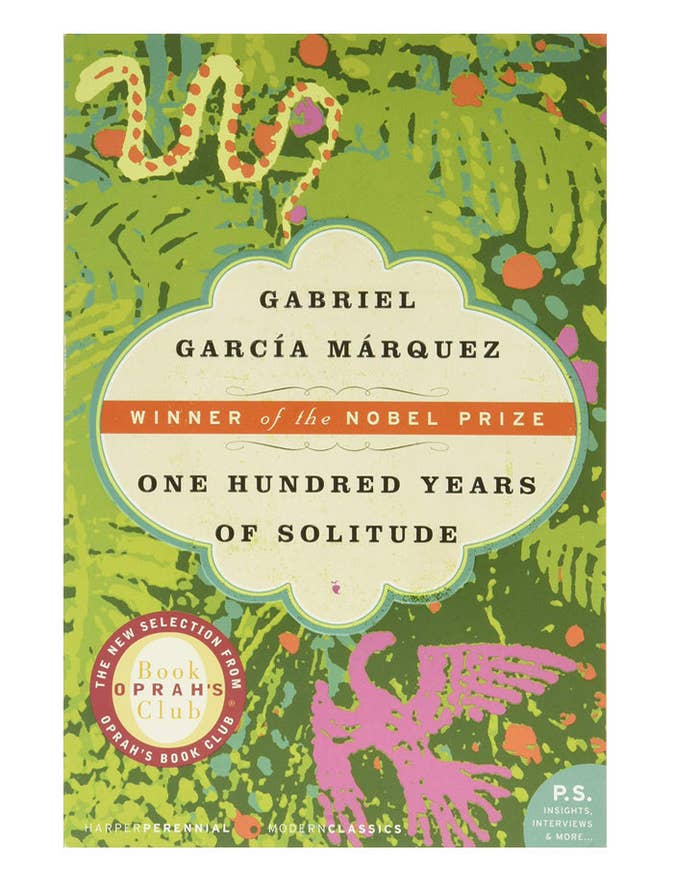 The book cover of "One Hundred Years of Solitude" by Gabriel García Márquez.