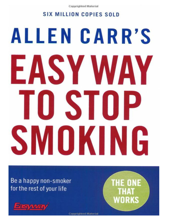 The book cover of &quot;Easy Way to Stop Smoking&quot; by Allan Carr.