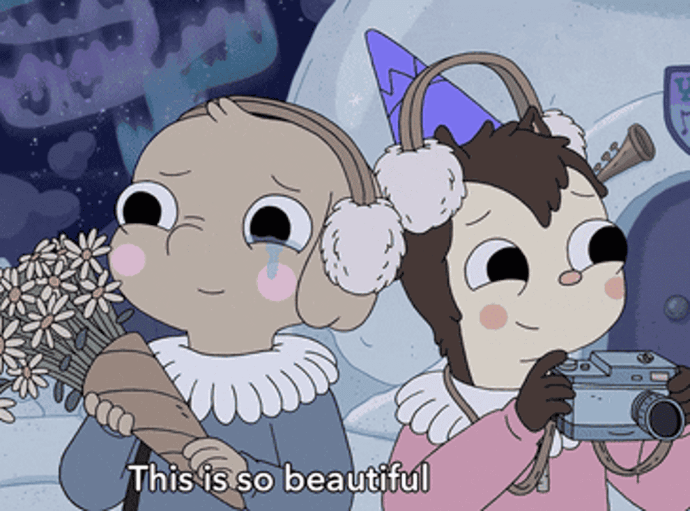 gif of characters from summer camp island saying this is so beautiful