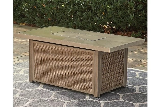 an outdoor fire pit table