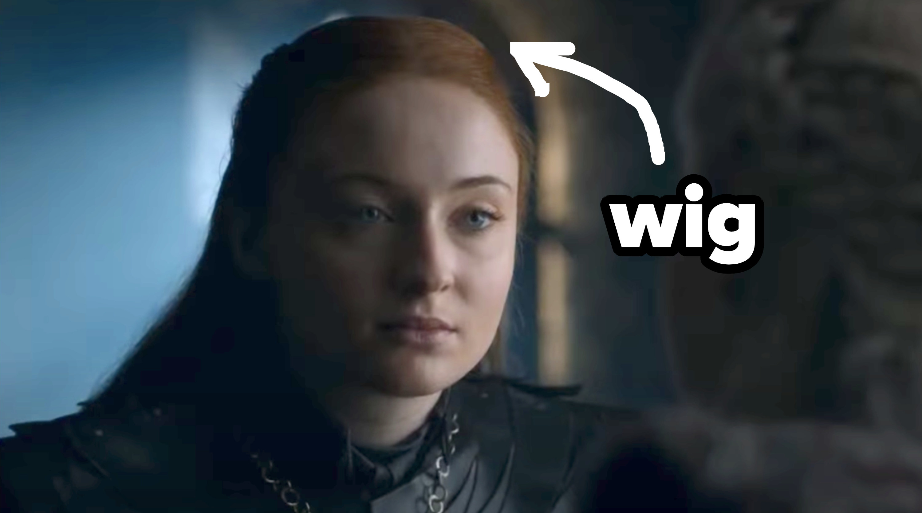 Sansa on Game of Thrones wearing a wig