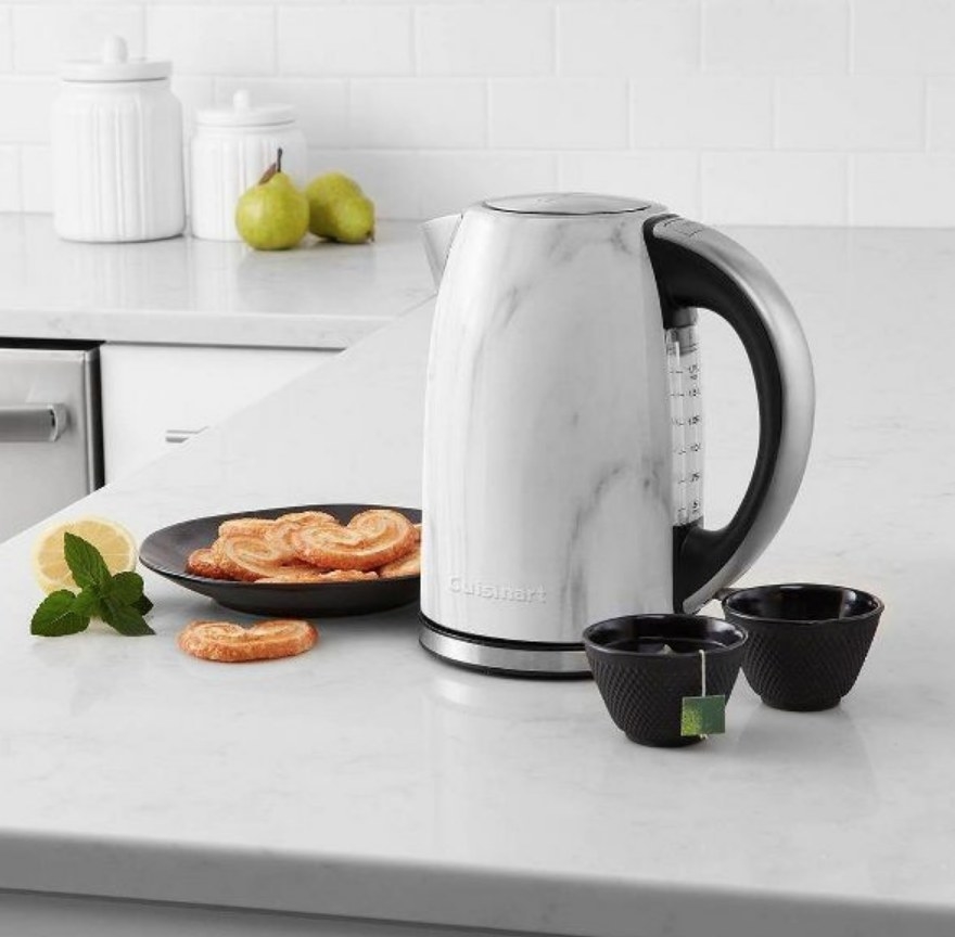 A marble cordless electric kettle