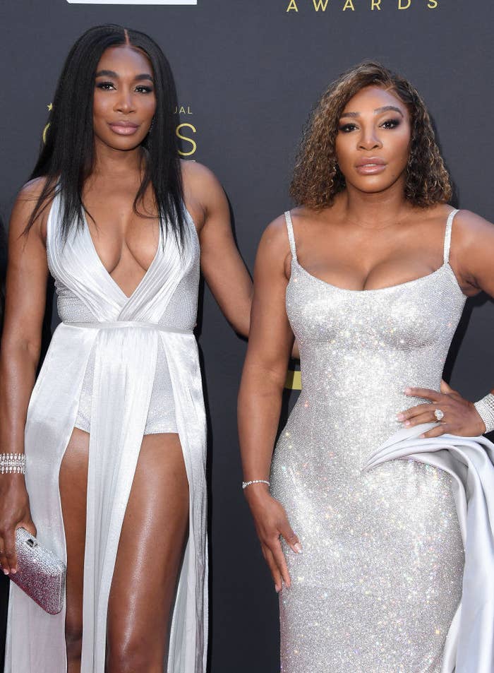 The Williams sisters pose together on the red carpet