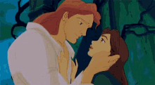 Belle kissing Prince Adam in human form at the end of the movie
