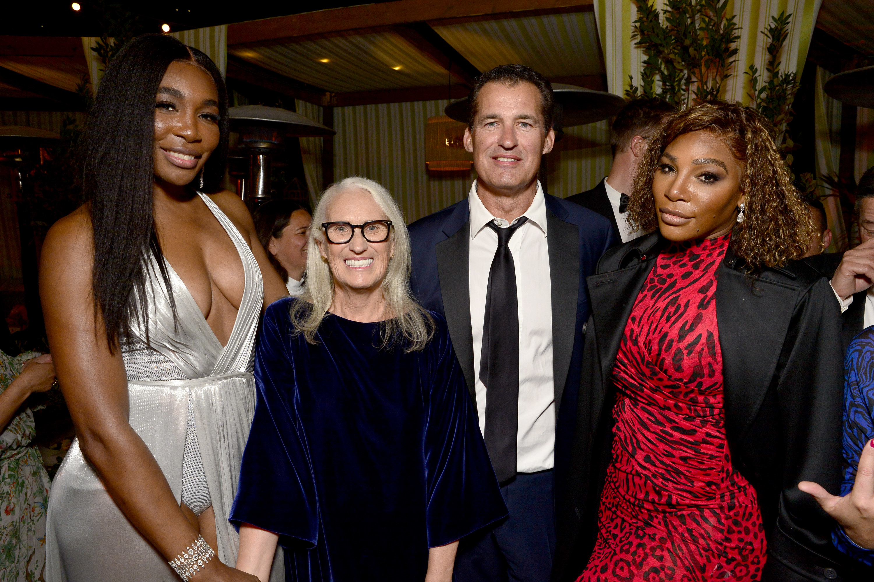 Venus and Serena Williams pose for a picture with Jane Campion
