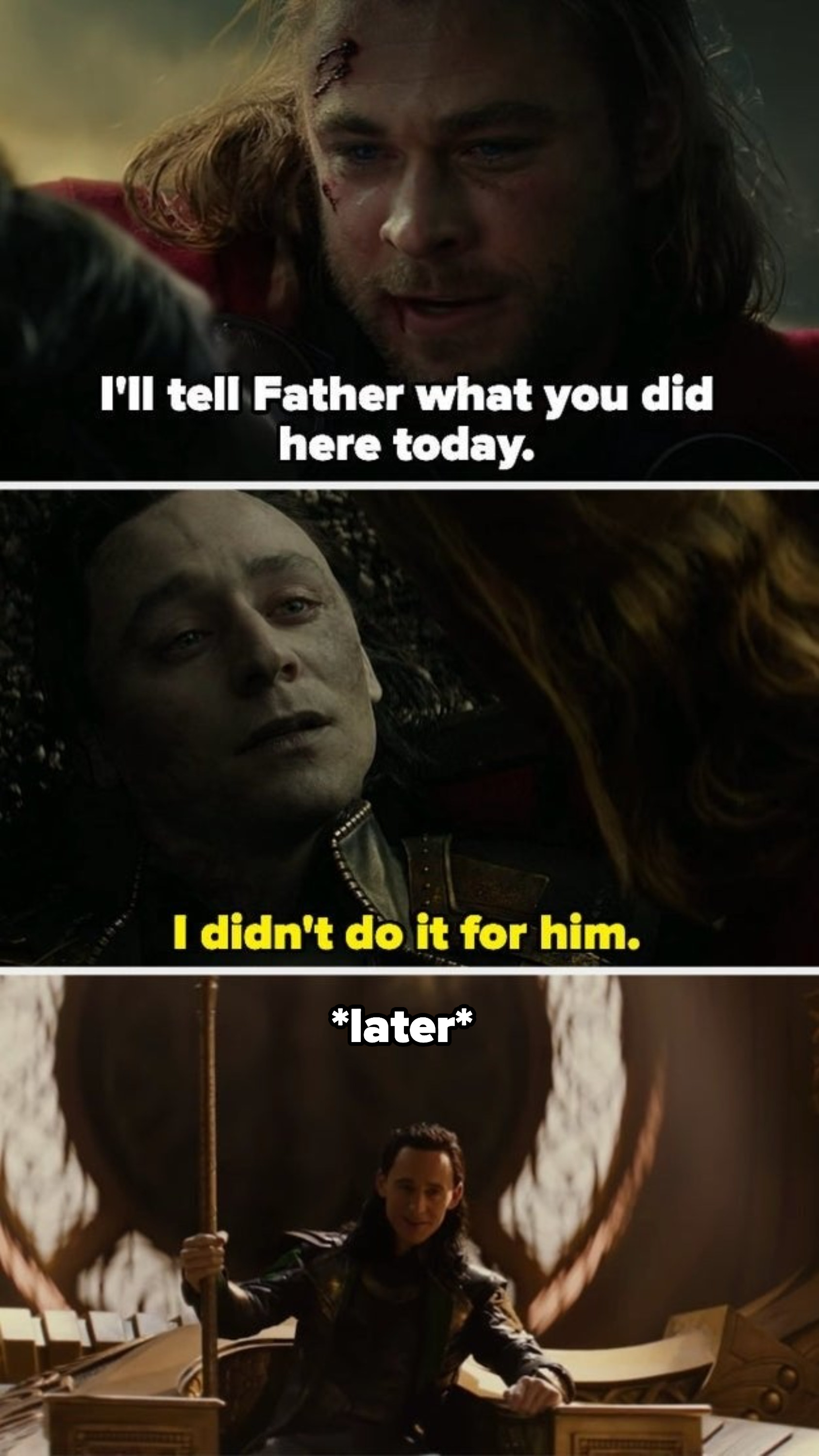 Loki dies, then is pictured on the throne
